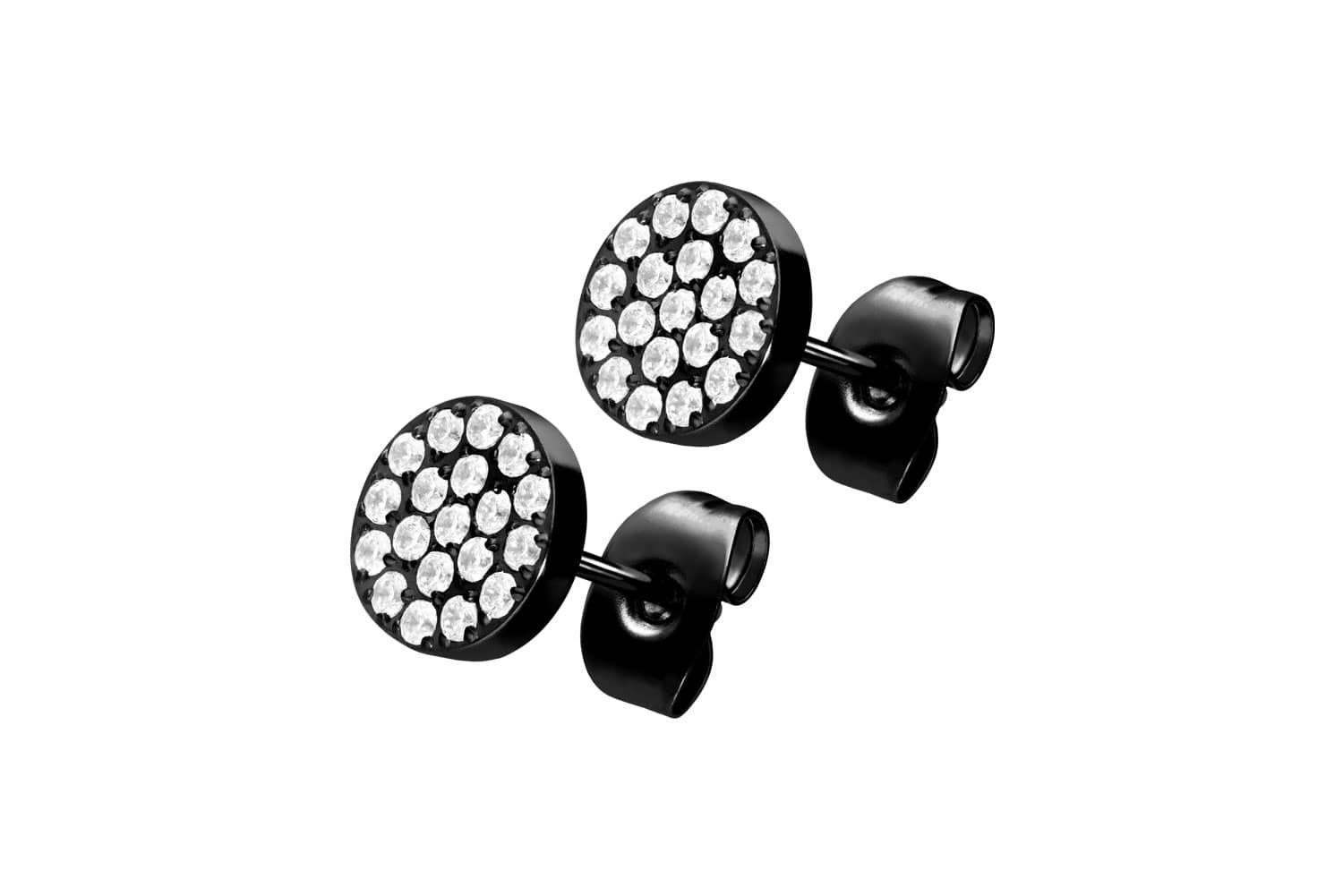 Titan Ohrstecker DISC + EINGEFASSTE KRISTALLE von Piercingline